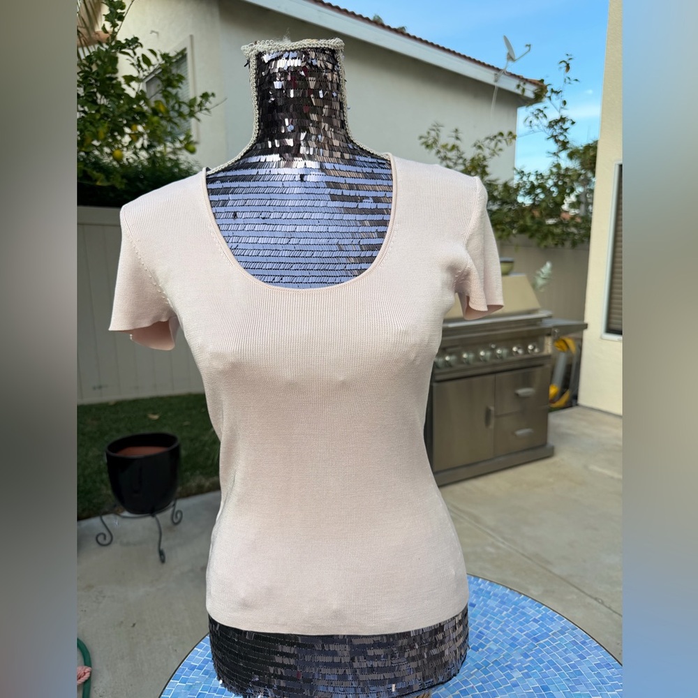 Ann Taylor Light Pink Ribbed Knit Top